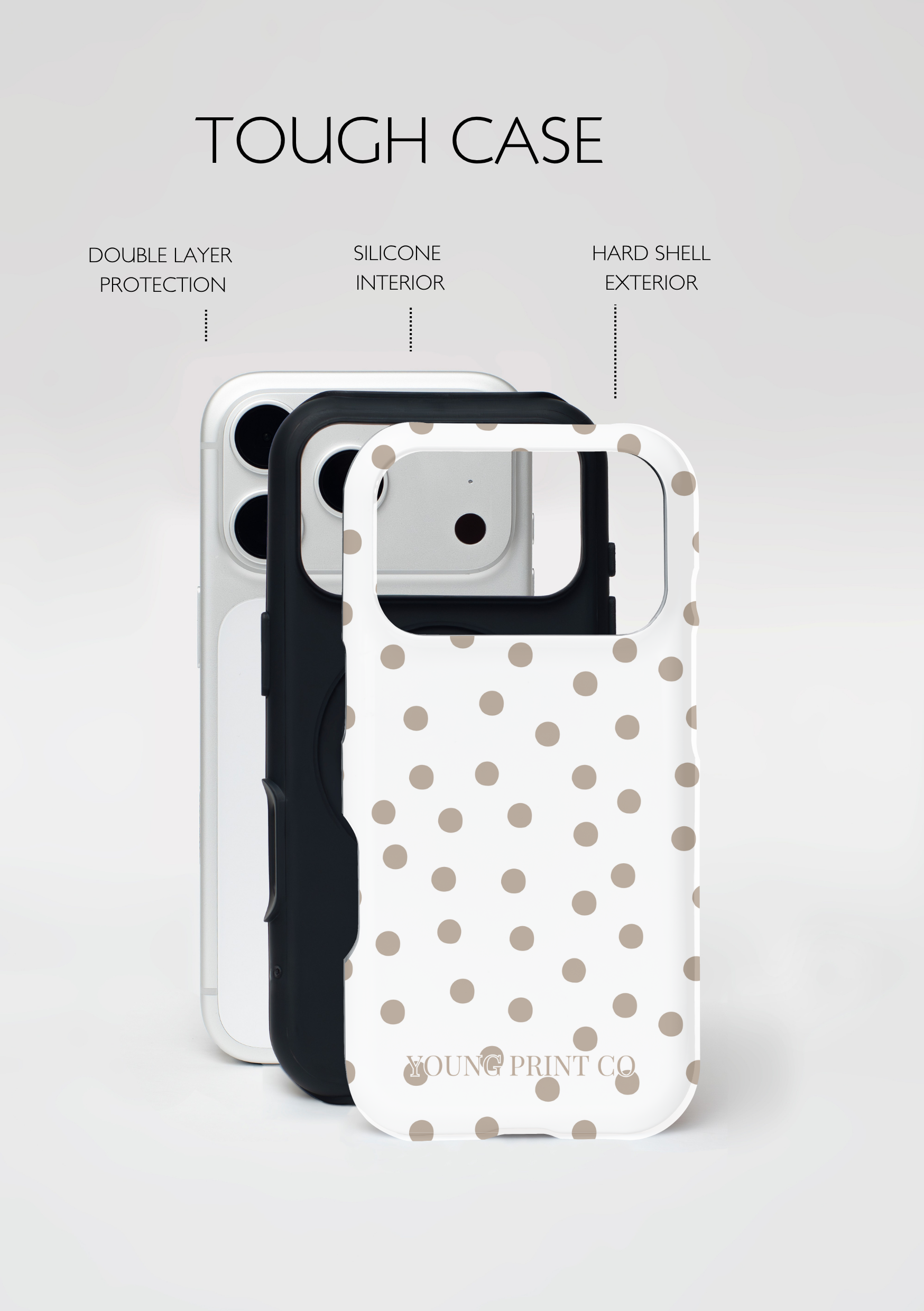 Beige and White Polka